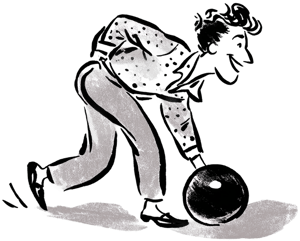 Simple illustration of man bowling - Re-venue